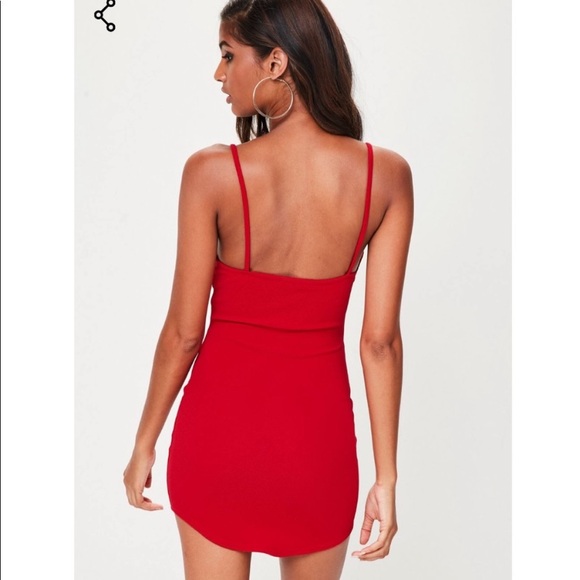Red Missguided Bodycon Party Club Mini Dress - Picture 3 of 8